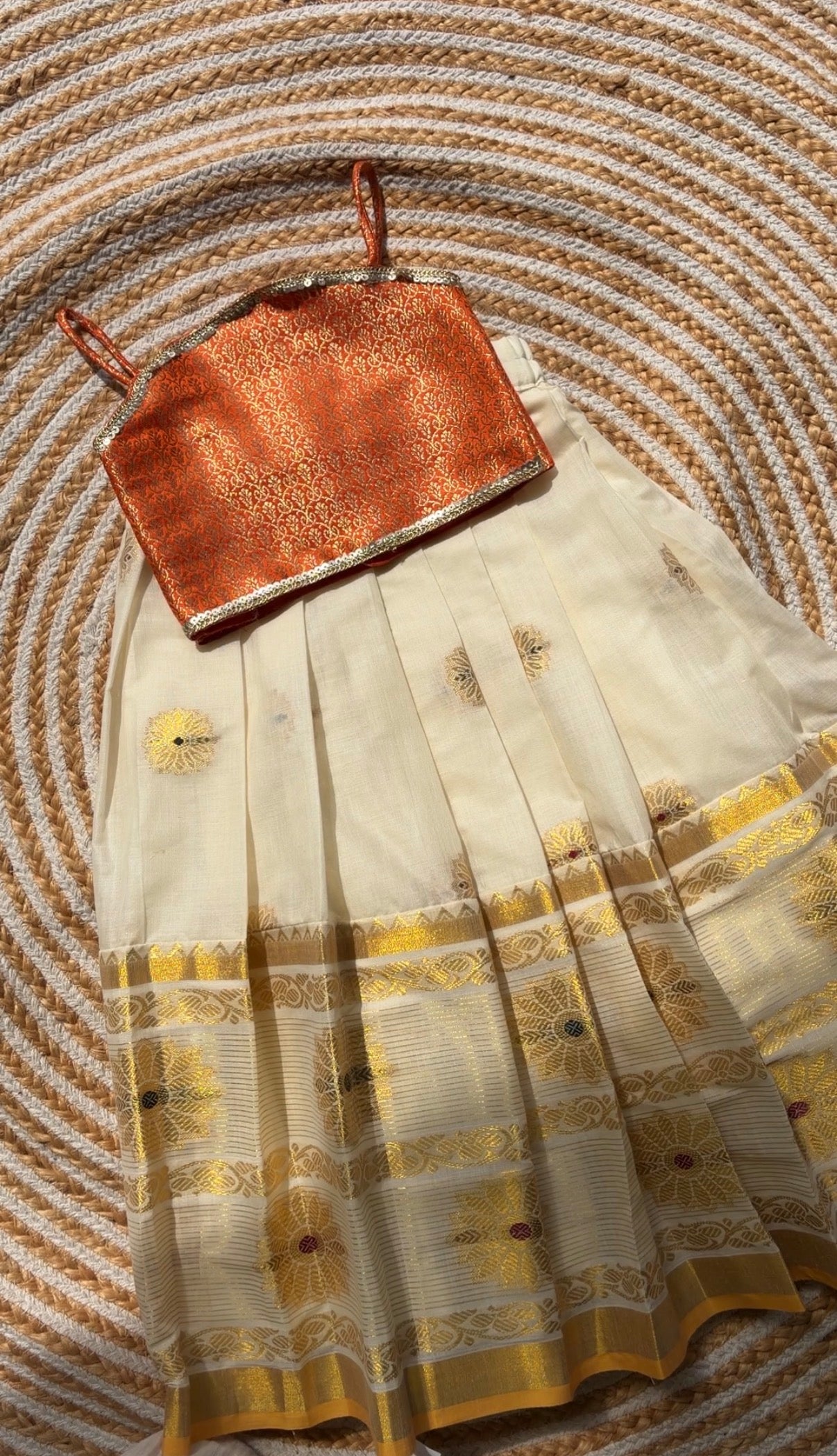 Onam skirt and crop top -lotus