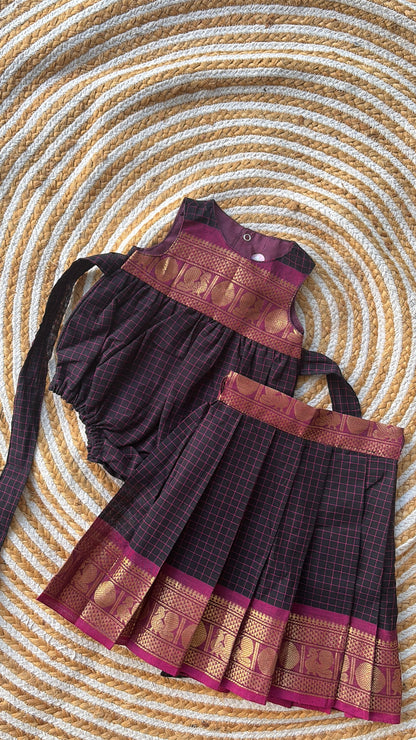 3 in one romper and skirt - navy blue u neck