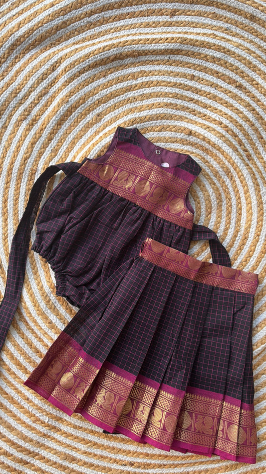 3 in one romper and skirt - navy blue u neck