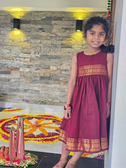Maroon knee length frock