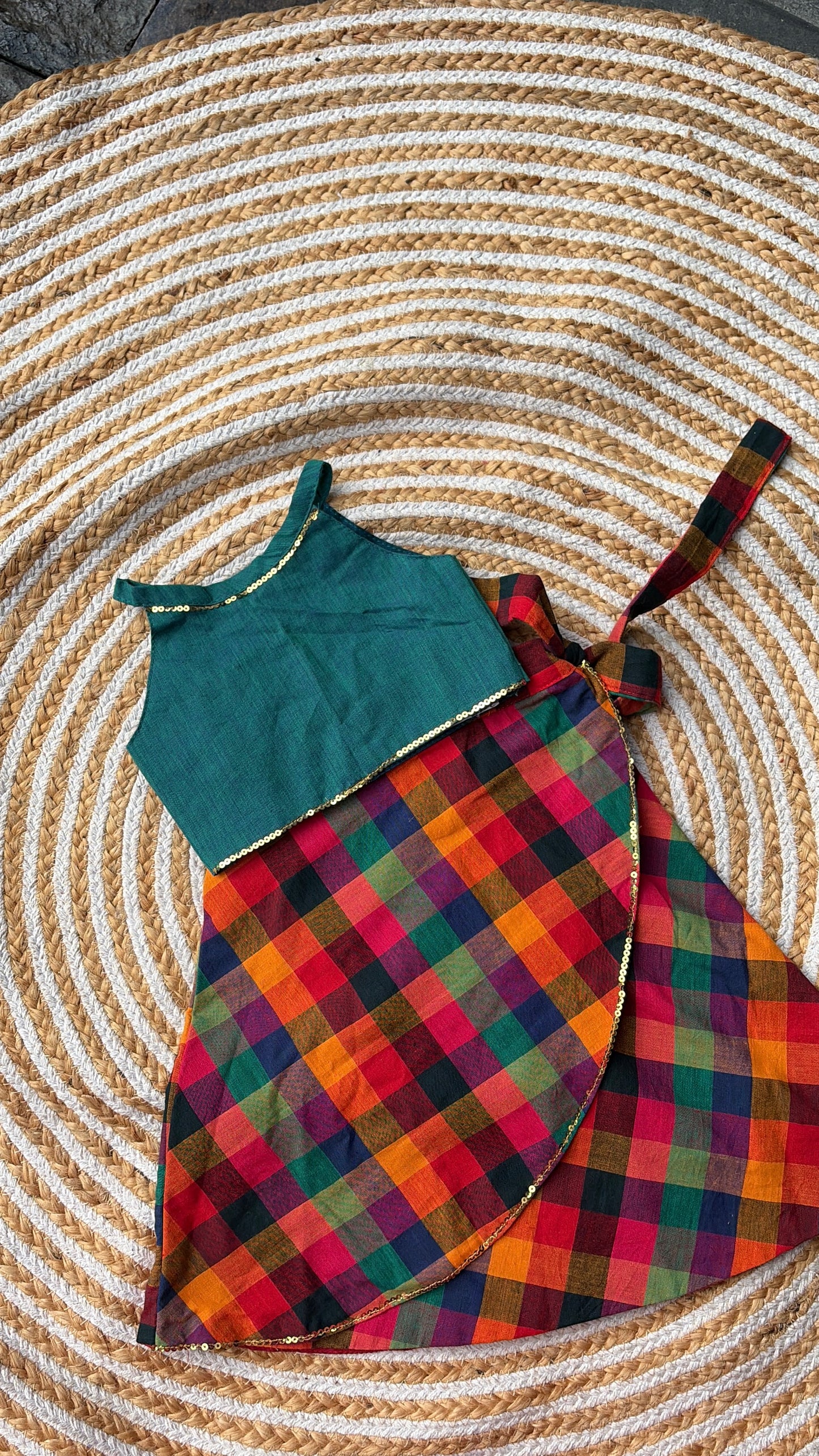 Skirt and crop top- madras kattam