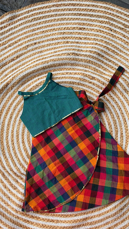 Skirt and crop top- madras kattam