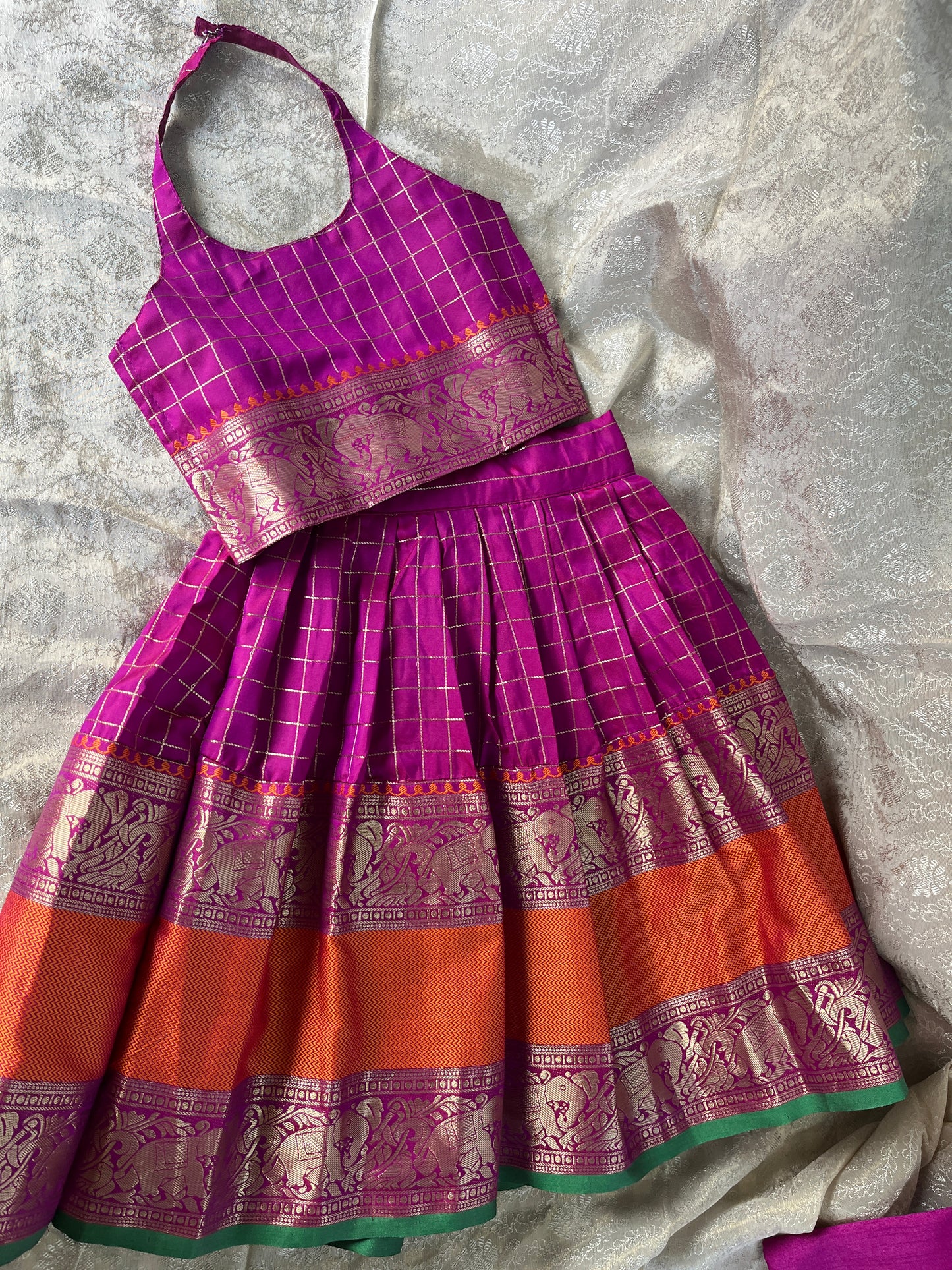 Magenta skirt and crop top Set( halter neck)