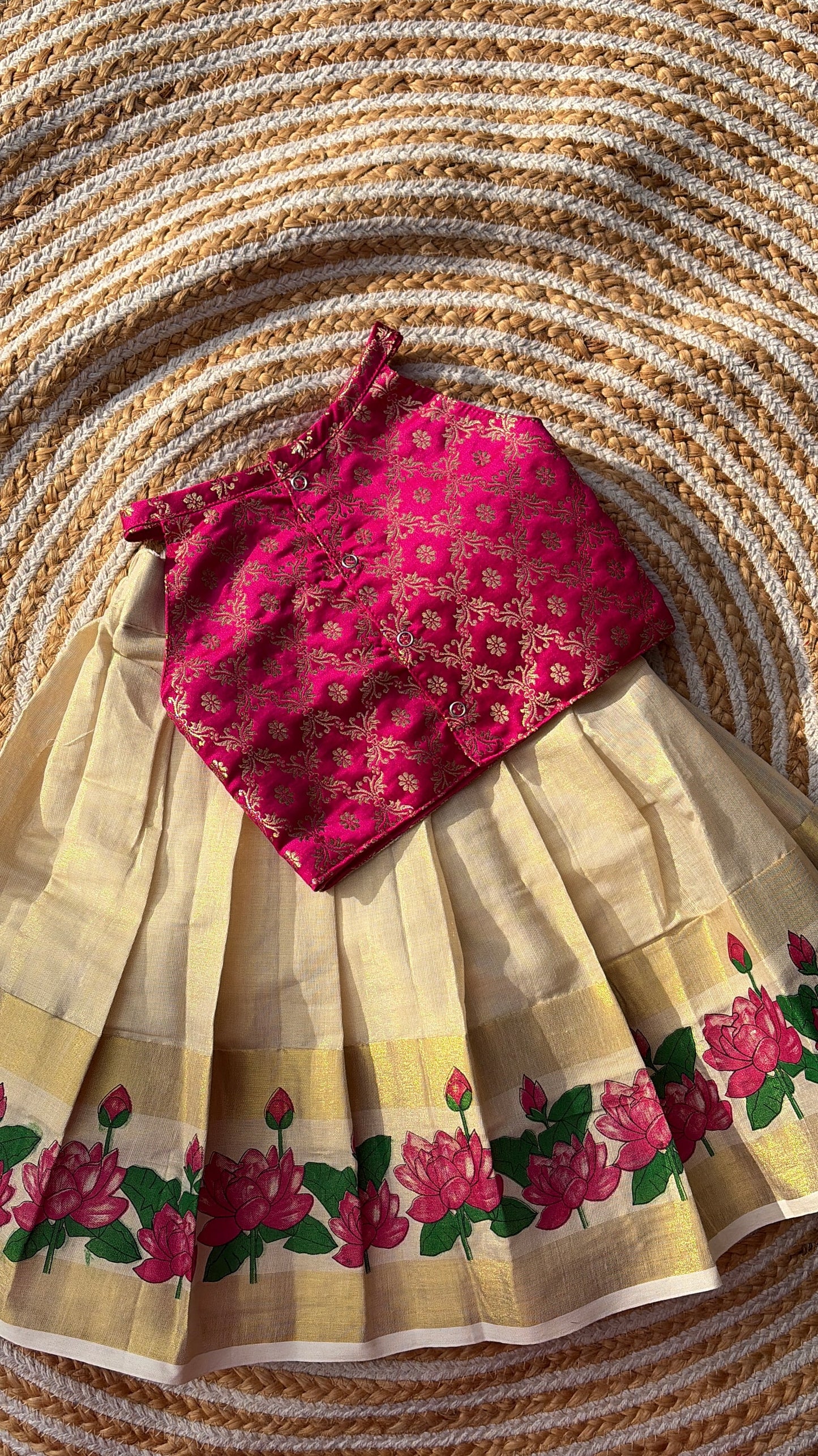 Onam skirt and crop top -lotus