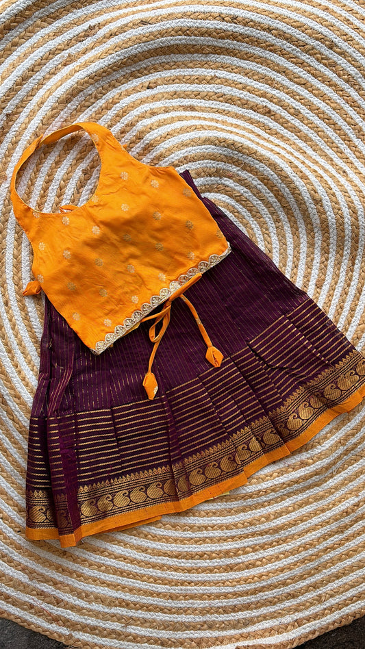 Ethnic skirt and crop top -yellow n purple