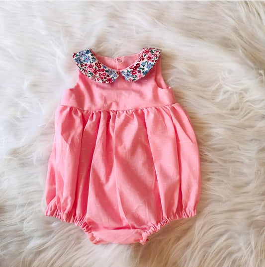 Pink floral romper -