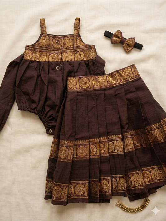 3 in one romper and skirt - brown