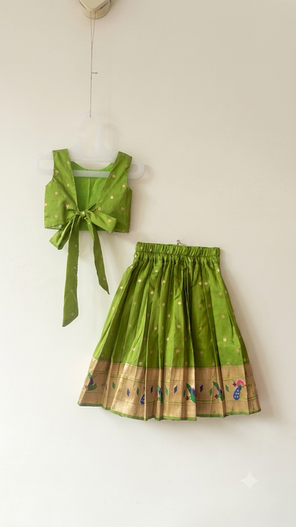 skirt and crop top - parrot green