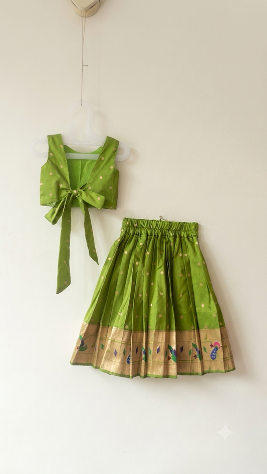 skirt and crop top - parrot green
