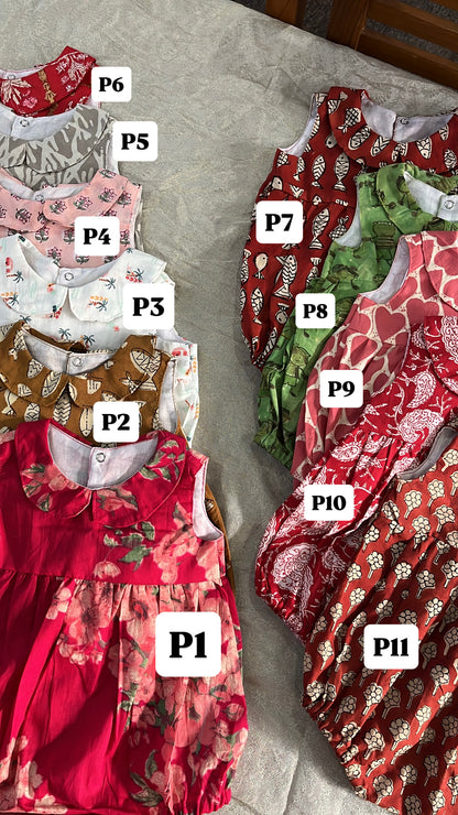 Block print romper-girls