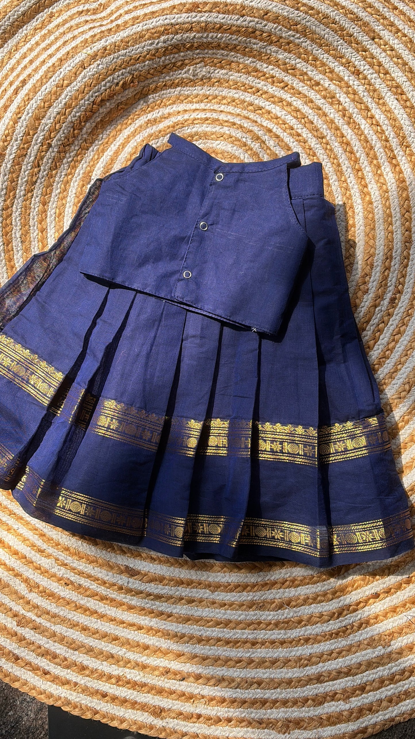 skirt and crop top - navy blue halter neck