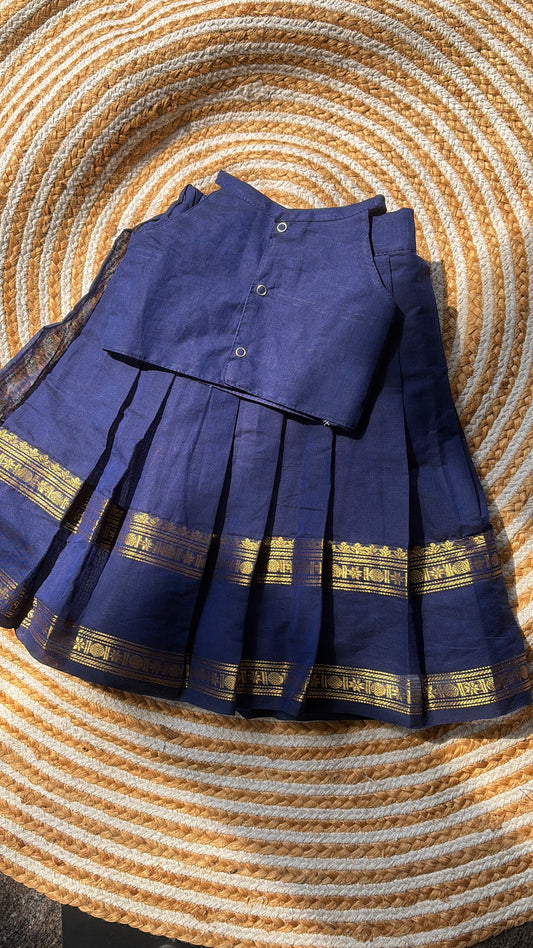 skirt and crop top - navy blue halter neck