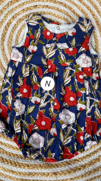 Block print romper- girls