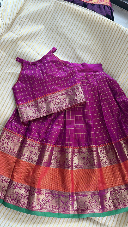 Magenta skirt and crop top Set-2( halter neck)