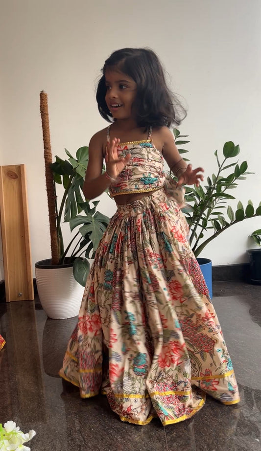 skirt and top- cream floral