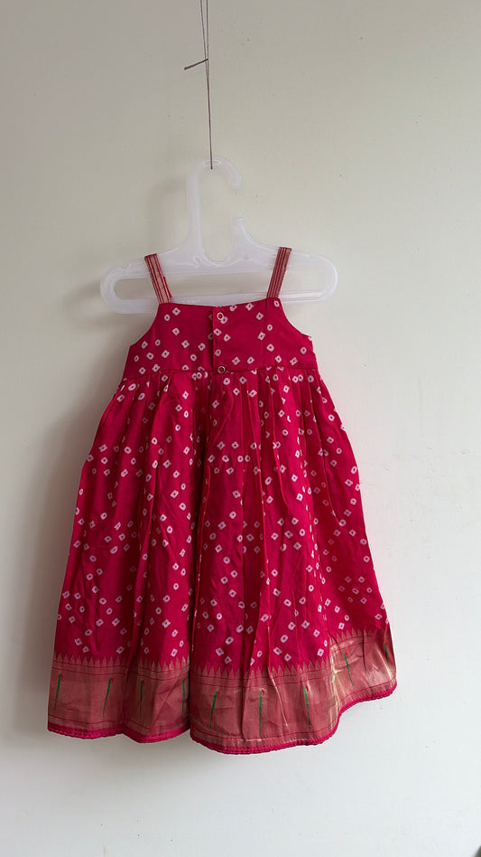 Hot pink Paithani gown