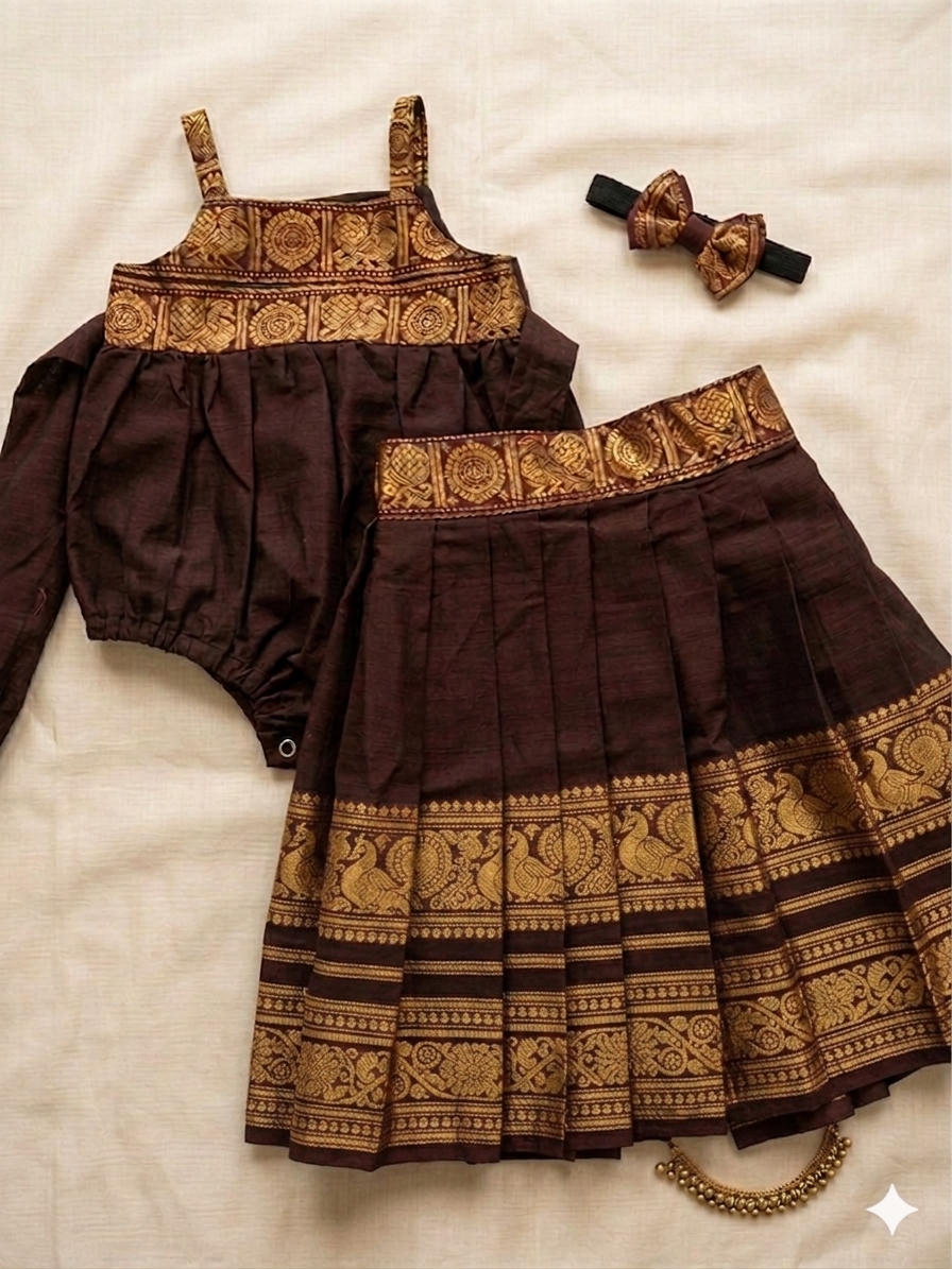3 in one romper and skirt - brown