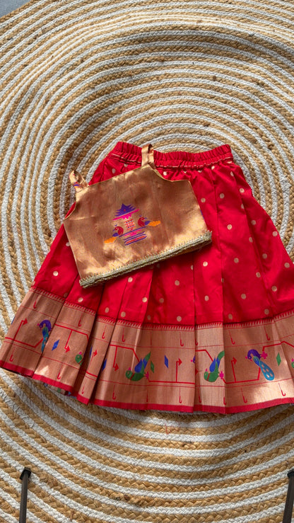 Red Paithani skirt and top