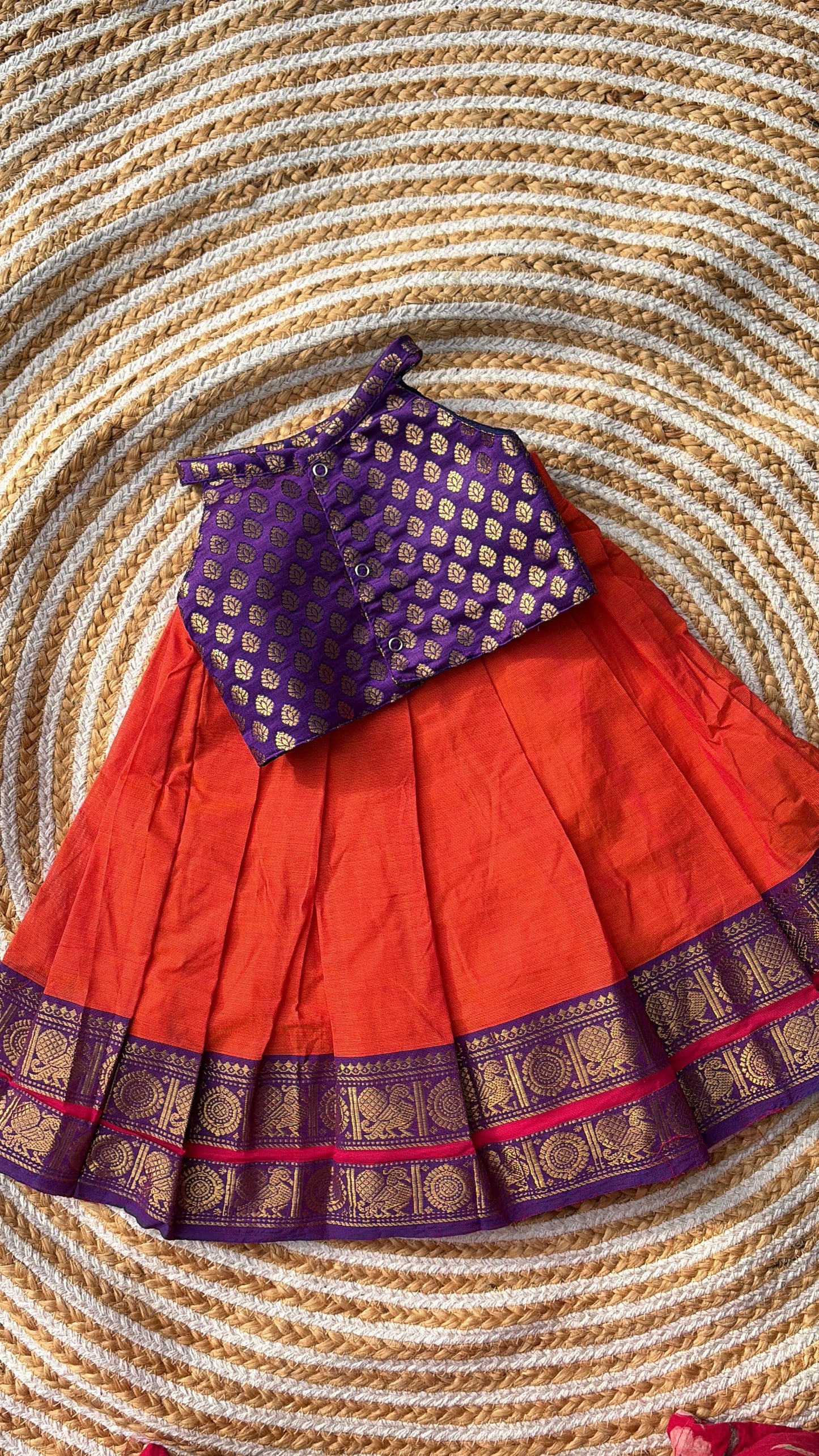 Skirt and crop top- orange and violet