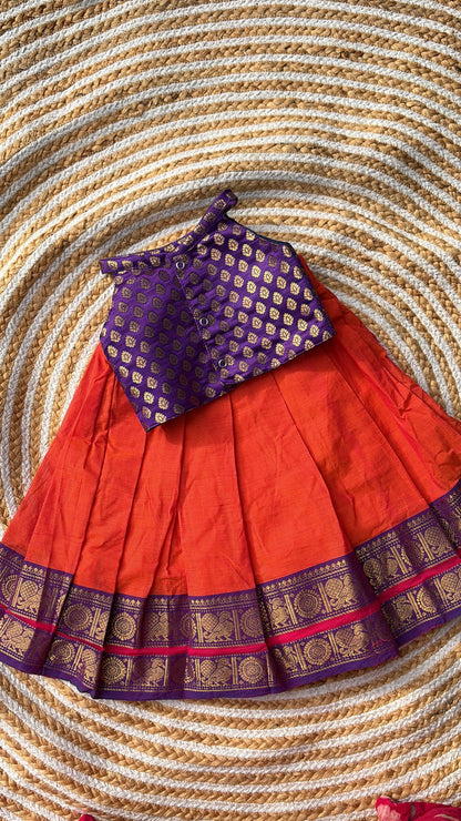 Skirt and crop top- orange and violet