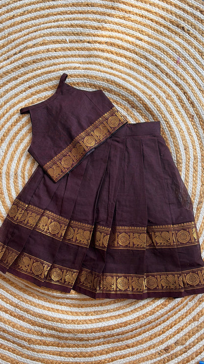 skirt and crop top - brown  halter neck