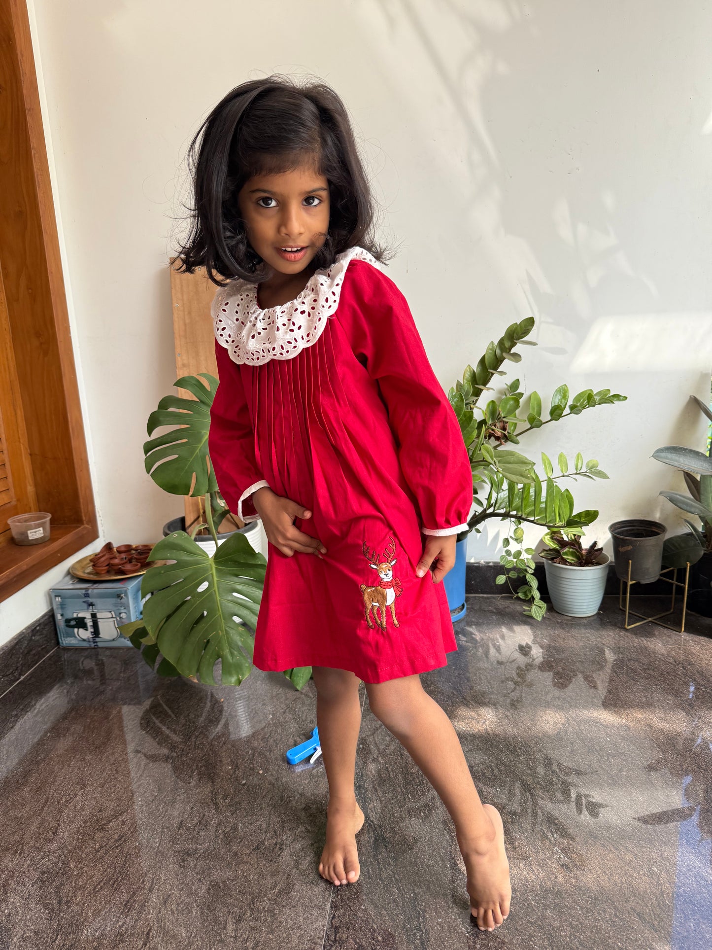Red Reindeer frock