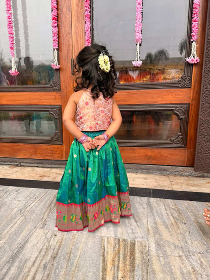 Ethnic skirt and crop top - peacock green