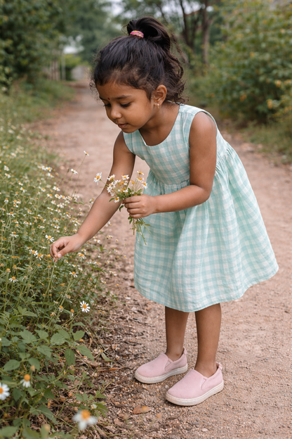 Cotton frock- BLUE CHECK