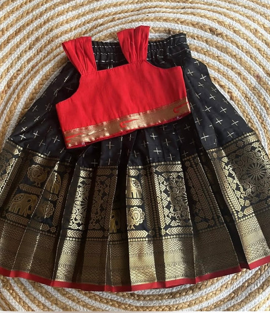 Ethnic skirt and top -black n red