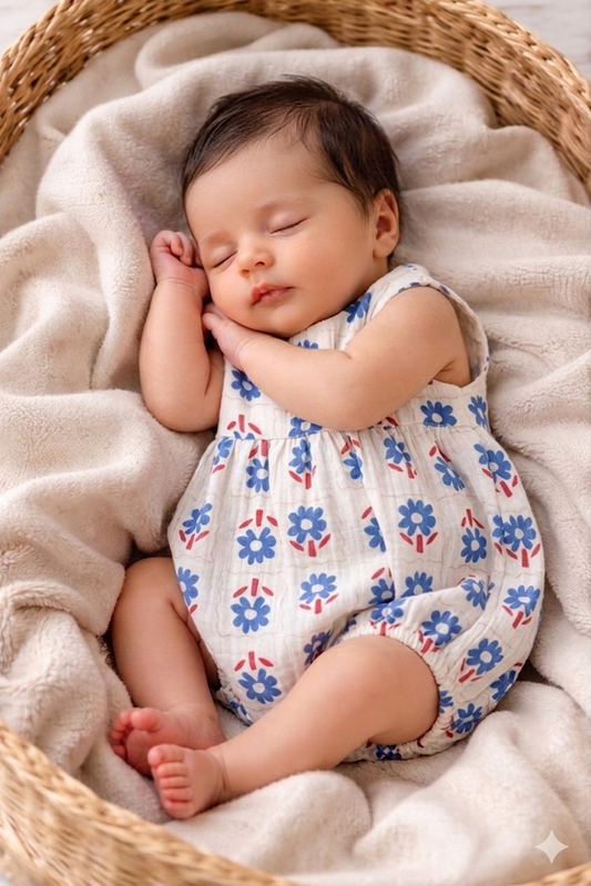 Cloud romper 2.0-Cotton Romper for Baby Girls - Breathable Summer Wear