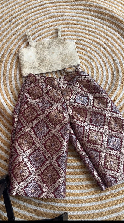 Brocade pant and top set (sleeveless top )