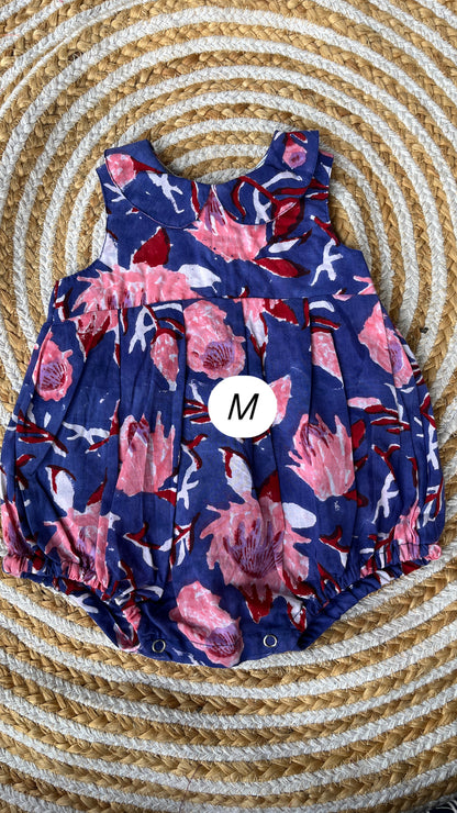 Block print romper- girls