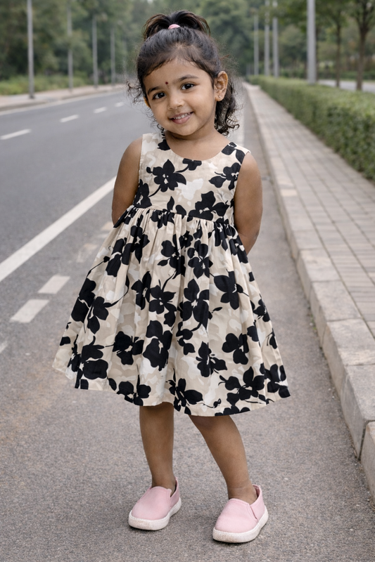 Cotton frock- black floral