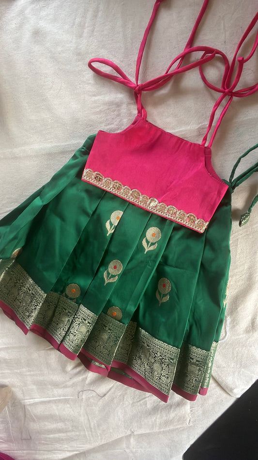Green and pink skirt and top