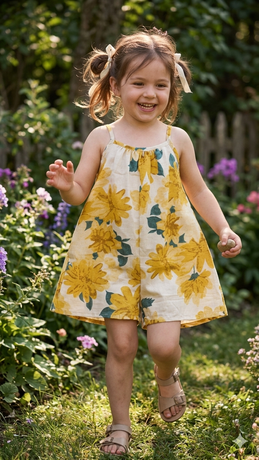 Cotton jumpsuit yellow floral