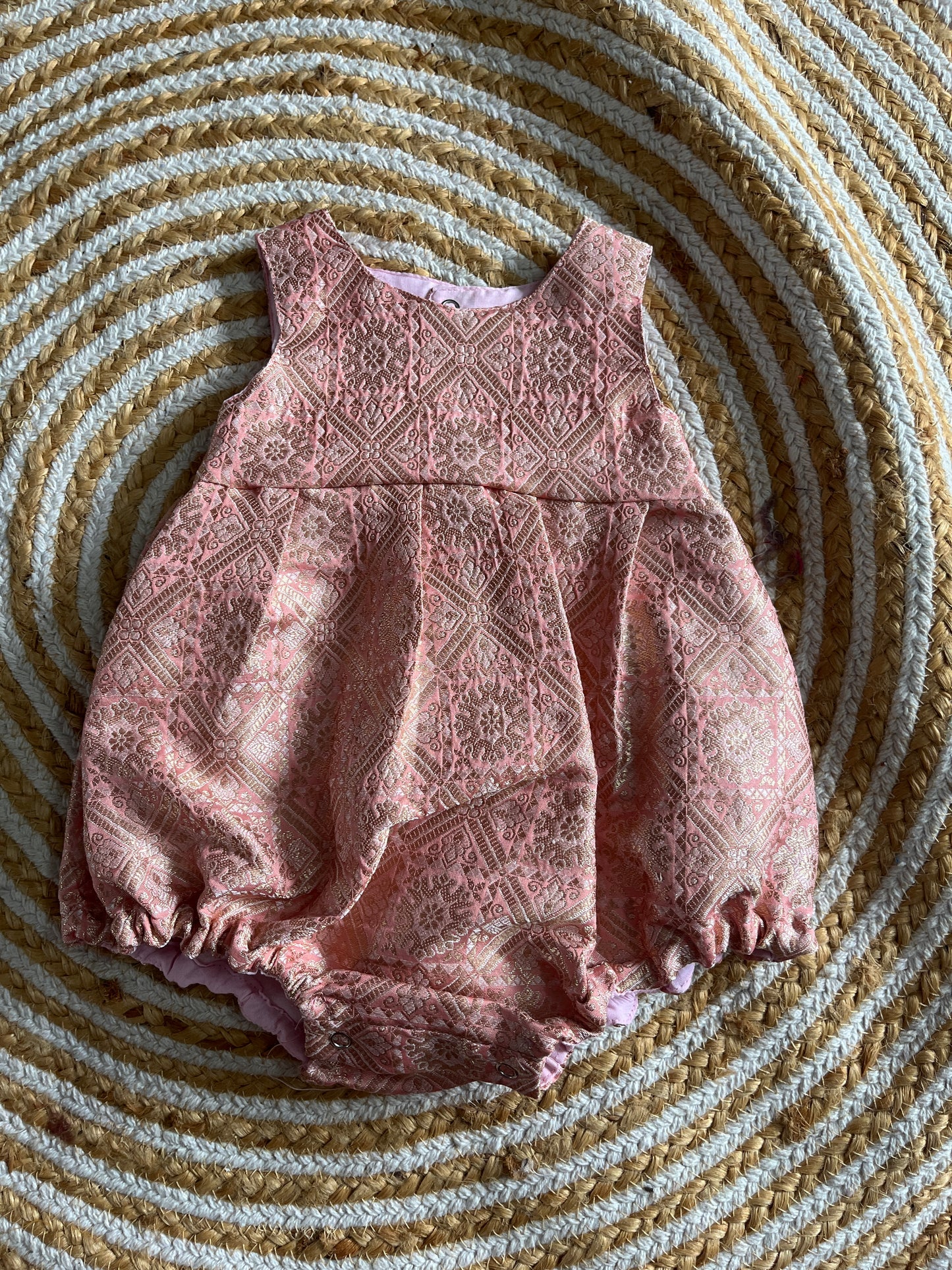 Pastel Pink brocade romper