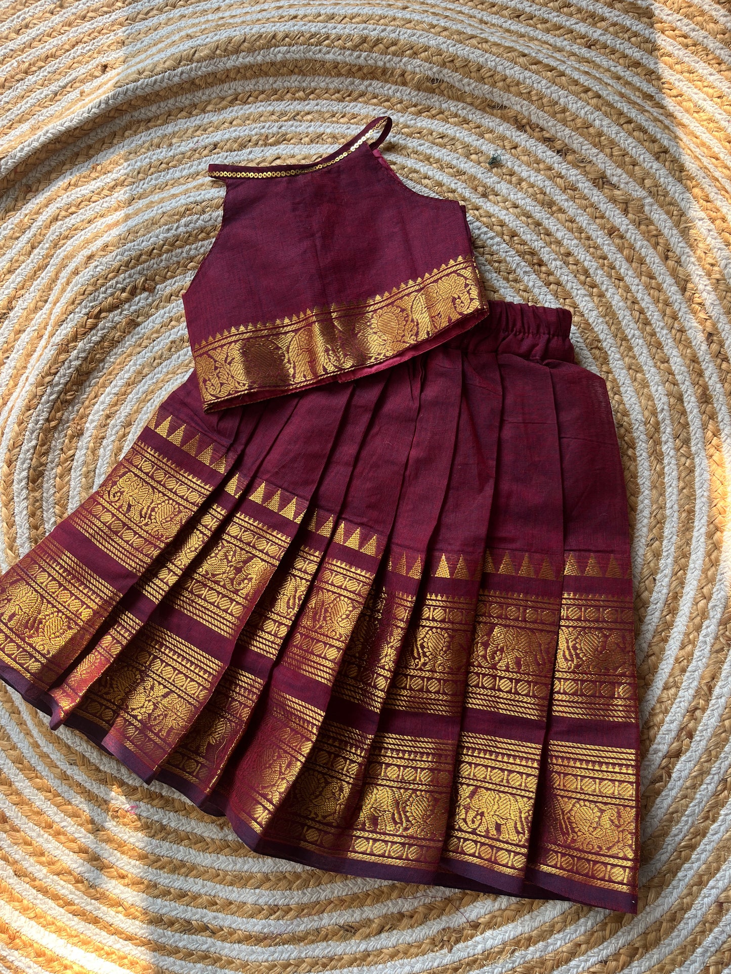 skirt and top - maroon halter neck
