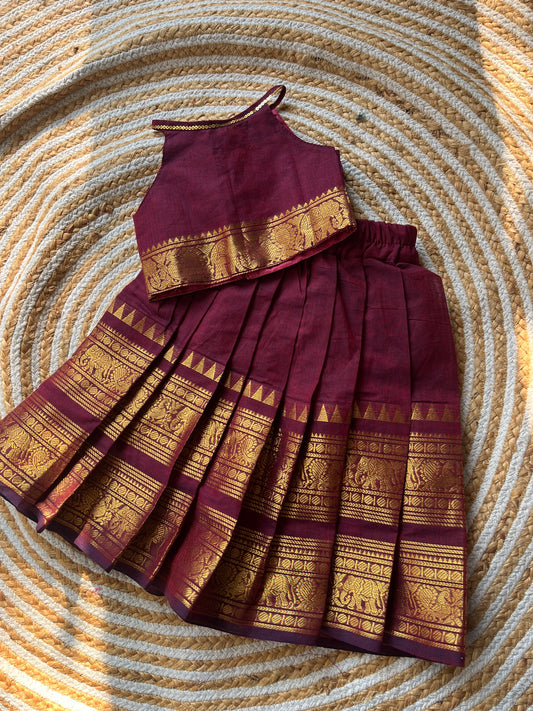 skirt and top - maroon halter neck