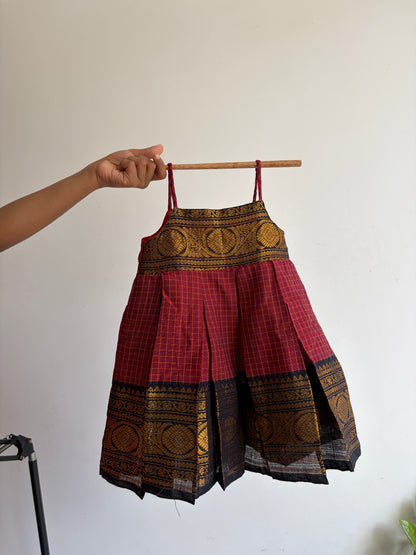 Wine Maroon & Antique Gold frock