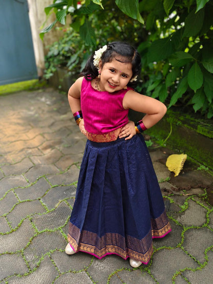 Ethnic skirt and crop top -navy blue strips