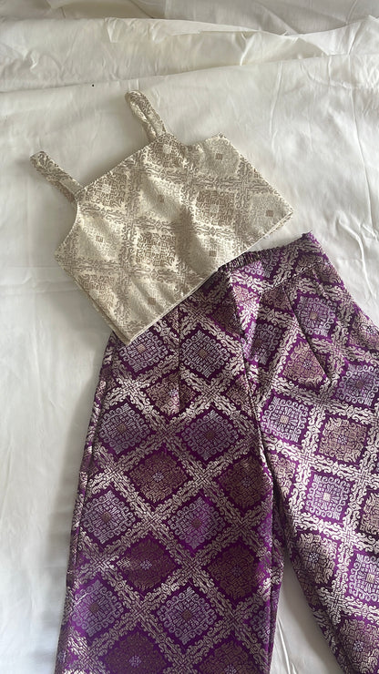 Brocade pant and top set (sleeveless top )