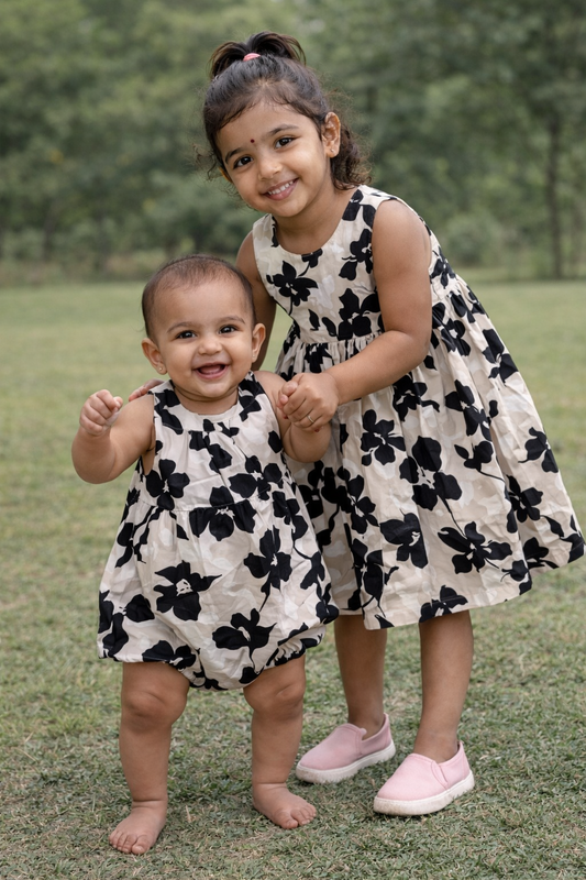 Cotton frock- black floral