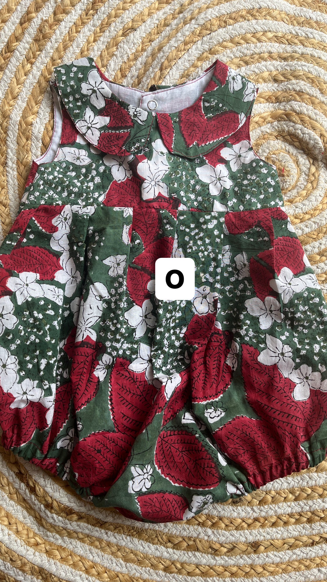 Block print romper- girls