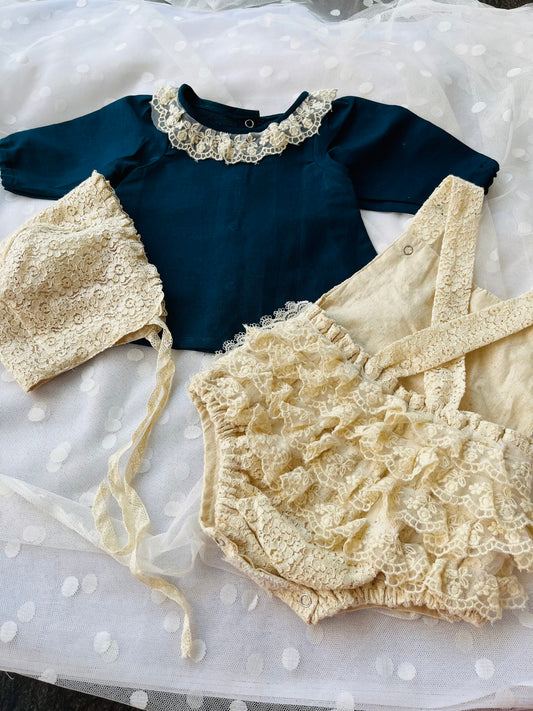 Lace drama romper set