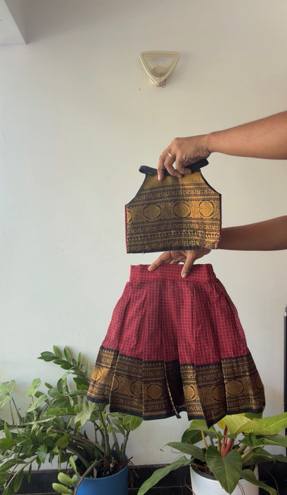 Skirt and crop top- burgundy