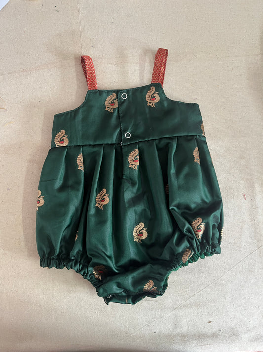 Green romper -silk