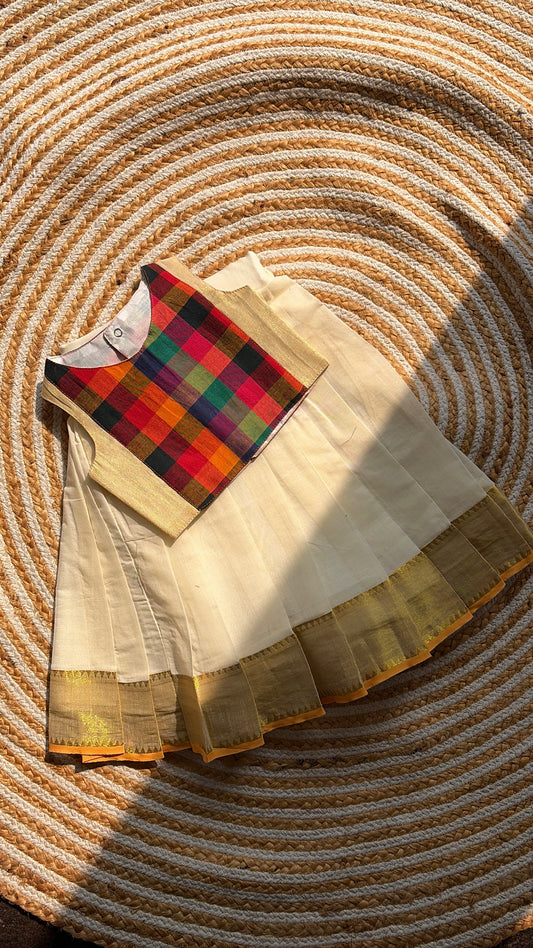 Ethnic skirt and crop top -vishu special check