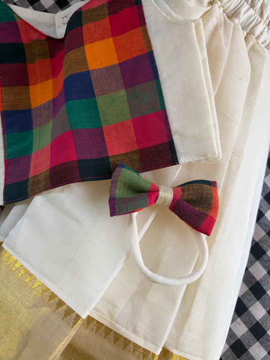 Ethnic skirt and crop top -vishu special check
