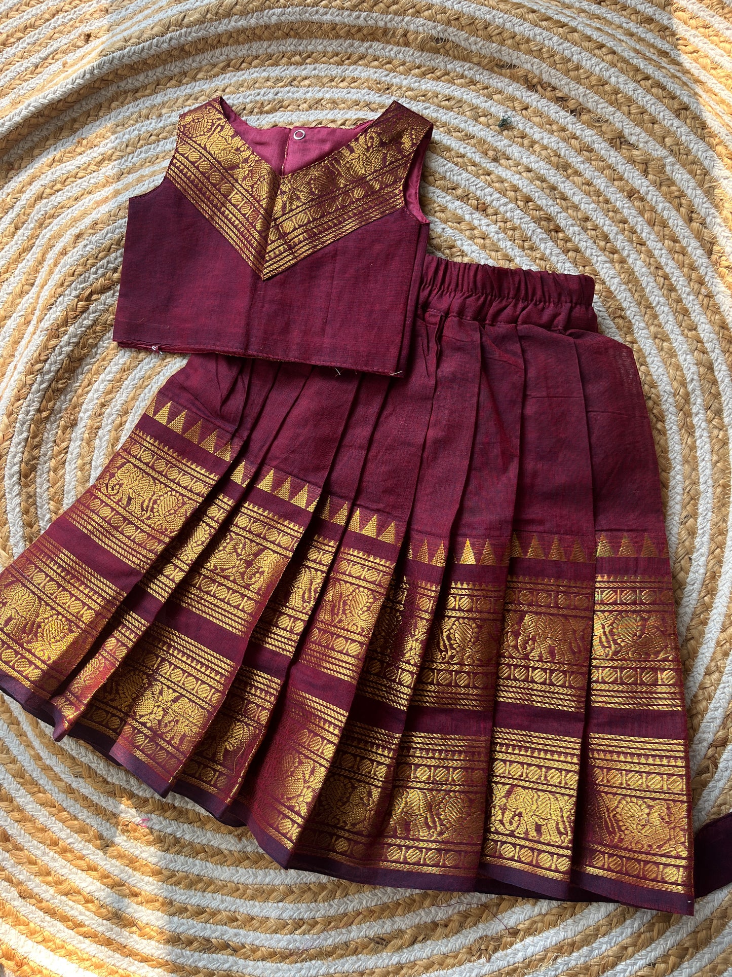 skirt and top - maroon V neck blouse