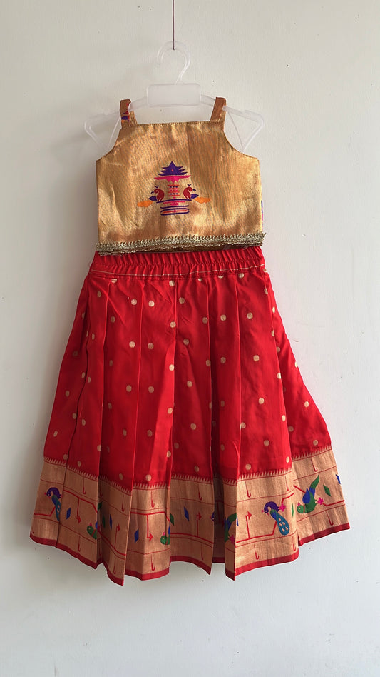 Red Paithani skirt and top